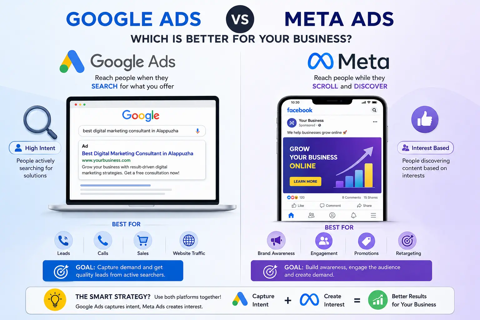 Google Ads vs Meta Ads blog by Mahadev K Saji